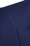 Темно-синяя модная повседневная однотонная лоскутная верхняя одежда с воротником на пуговицах, три предмета