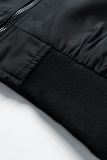 Black Fashion Casual Solid Pocket Rits Mandarijn Kraag Bovenkleding