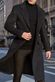 Dark Gray Fashion Casual Solid Cardigan Turndown Collar Outerwear