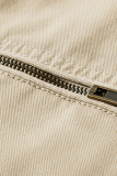 Kaki Casual Solid Pocket Buckle Hooded Kraag Bovenkleding