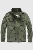 Camouflage Fashion Casual Solid Camouflage Print Buckle Zipper Mandarin Collar Outerwear