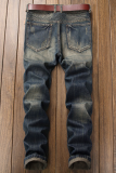 Ковбойские синие повседневные уличные лоскутные штаны на молнии со средней талией (без пояса)