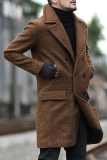 Prendas de abrigo de cuello vuelto con hebilla de patchwork sólido casual de moda gris