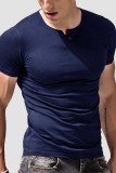 T-shirt da uomo bianca casual tinta unita di base o collo