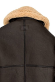 Dark Coffee Fashion Casual Patchwork Zipper Turndown Collar Outerwear