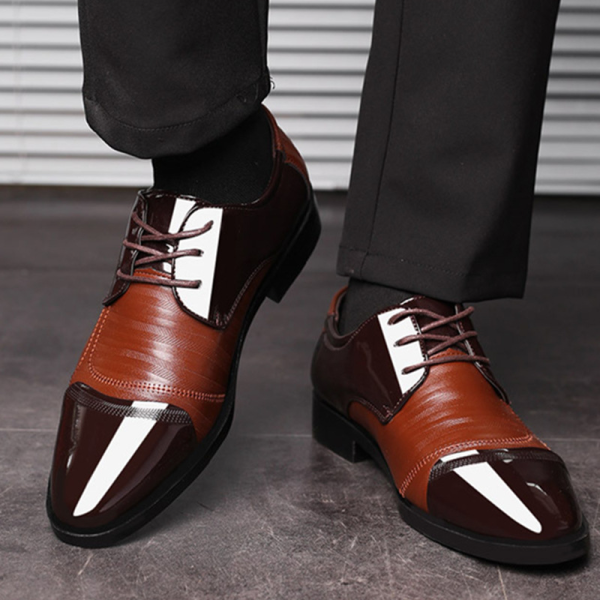 Brown Fashion Casual Patchwork Cross Straps Pointed Leather Shoes