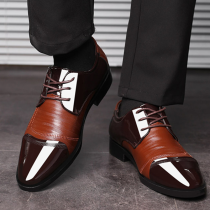 Коричневые модные повседневные кожаные туфли с острым носком и перекрестными ремешками в стиле пэчворк