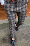 Pantaloni a matita a vita media con patchwork scozzese casual alla moda multicolore