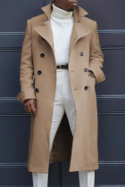 Khaki Fashion Casual Solid Cardigan Umlegekragen Oberbekleidung