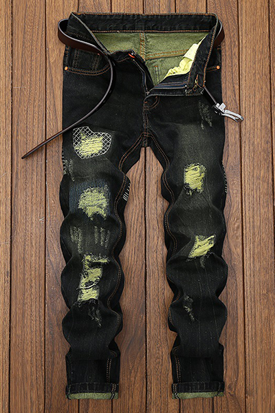 Рваные штаны Black Street в стиле пэчворк с кисточками (без пояса)