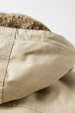 Vêtement d'extérieur décontracté à col à capuche avec boucle de poche solide kaki