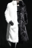 Черно-белая модная повседневная верхняя одежда в стиле пэчворк с отложным воротником и карманом