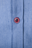 Deep Blue Fashion Casual Patchwork Buckle Shirt Collar Tops