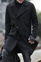 Capispalla con colletto rovesciato con fibbia patchwork casual alla moda nera