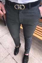 Pantaloni a matita a vita media dritti casual alla moda grigio scuro
