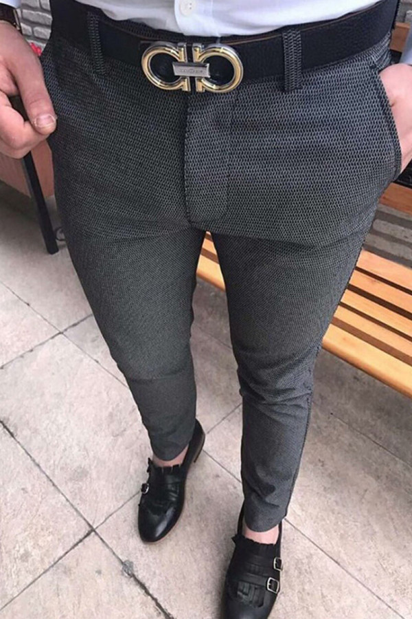 Pantalones de lápiz de cintura media rectos sólidos casuales de moda gris oscuro