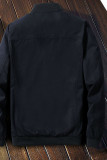 Ropa de abrigo informal de patchwork liso con hebilla y cuello mandarín azul
