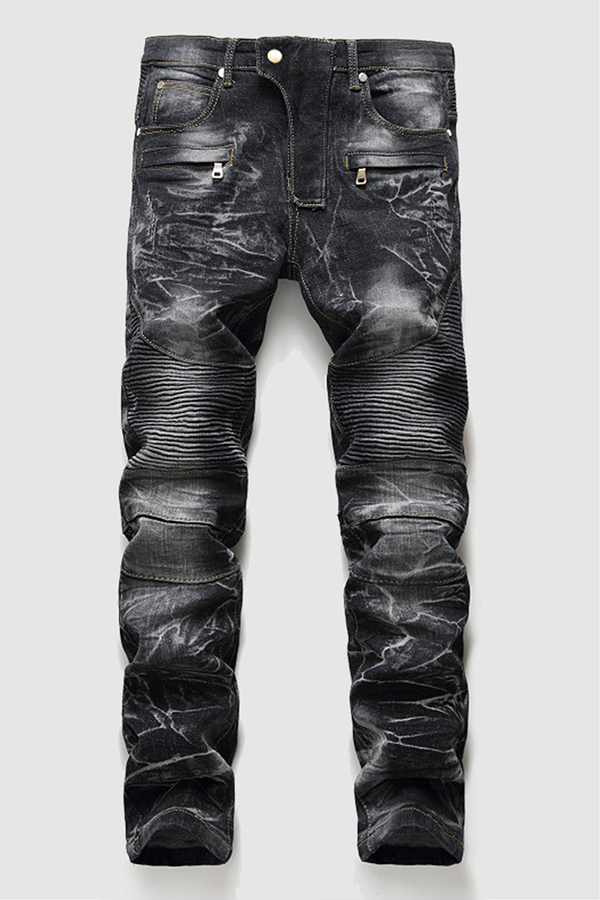 

Black Street Patchwork Make Old Fold Zipper Bottoms