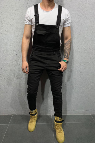 Black Fashion Casual Solid Patchwork Straight Mid Waist Bottoms