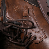 Black Vintage Patchwork Cross Straps Round Leather Shoes