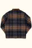Brown Fashion Casual Plaid Pocket Buckle Turndown Collar Outerwear