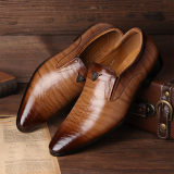 Black Casual Vintage Basic Pointed Leather Shoes