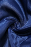 Capispalla con colletto couverture con fibbia patchwork solido casual blu tibetano