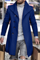 Blå Mode Casual Solid Cardigan Turndown-krage Ytterkläder