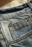 Retalhos de rua azul escavados para fazer calças velhas (sem cinto)