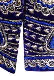Royal Blue Fashion Embroidery Patchwork Buttons Turn-back Collar Outerwear