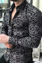 Top con colletto rovesciato con fibbia patchwork stampa moda nera