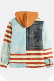 Prendas de abrigo de cuello con capucha de patchwork con estampado casual de moda multicolor
