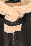 Dark Coffee Fashion Casual Patchwork Zipper Turndown Collar Outerwear