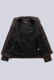 Black Fashion Casual Solid Patchwork Zipper Mandarin Collar Outerwear