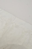 Colletto risvoltato trasparente patchwork solido bianco sexy manica lunga due pezzi