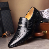 Black Fashion Casual Patchwork Leather Shoes