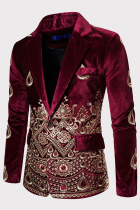 Бордовая модная верхняя одежда с вышивкой в ​​стиле пэчворк и воротником с отложным воротником