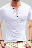 Tops de hombre con cuello en V básicos sólidos casuales de moda blanca