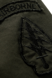 Army Green Mode Casual Solid Pocket Dragkedja Mandarin Krage Ytterkläder