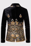 Ropa de abrigo botones de patchwork bordados de moda cuello vuelto negro