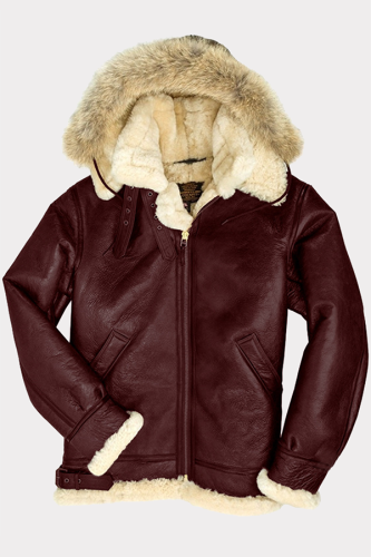 Prendas de abrigo con cuello con capucha y cremallera en contraste de retazos callejeros de moda burdeos