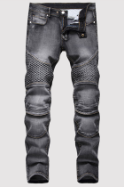 Черные серые уличные лоскутные штаны со старыми складками