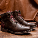 Zapatos de cuero redondos con cremallera en contraste de correas cruzadas casuales de moda marrón