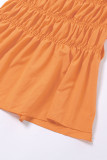 Pantalon décontracté orange uni en patchwork pliable, taille moyenne, droit, couleur unie