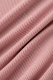 Dolcevita asimmetrico con spacco patchwork solido casual alla moda rosa manica lunga due pezzi