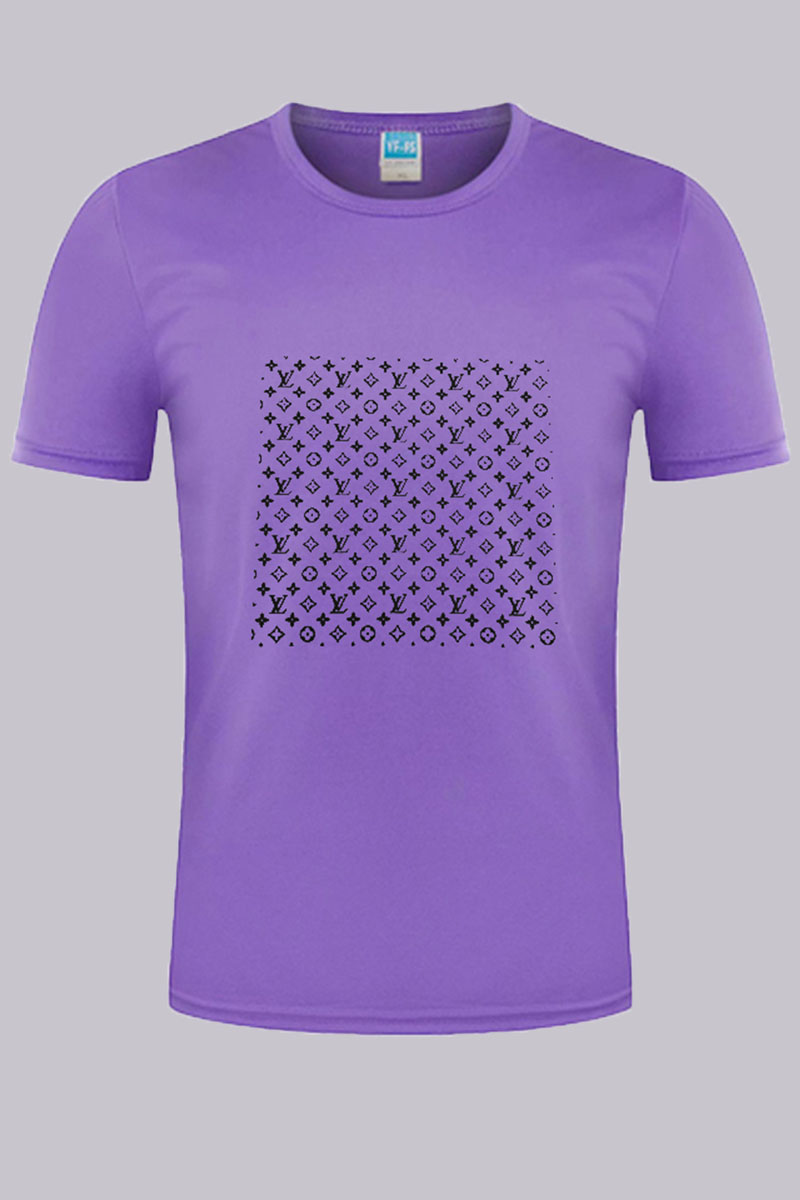 

Purple Fashion Street Print Letter O Neck T-Shirts