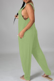 Tute regolari verde alla moda con stampa casual senza schienale o scollo