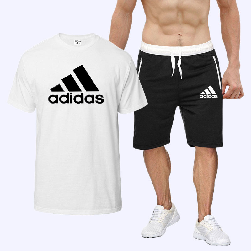 

White Fashion Sportswear Print Split Joint O Neck Short Sleeve Two Pieces