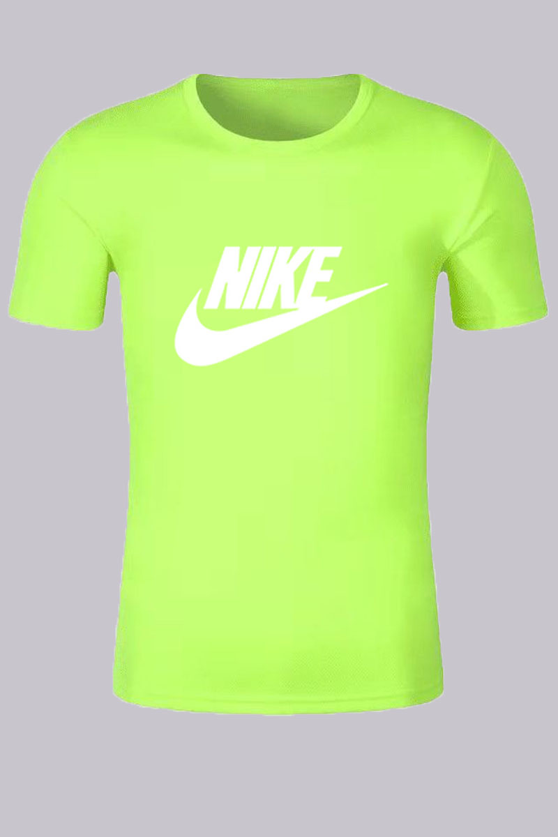 

Fluorescent Green Fashion Casual Print Letter O Neck T-Shirts