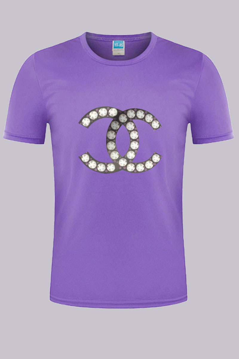 

Purple Fashion Casual Print Letter O Neck T-Shirts